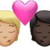 🧑🏼‍❤️‍💋‍🧑🏿 kiss: person, person, medium-light skin tone, dark skin tone display on Apple